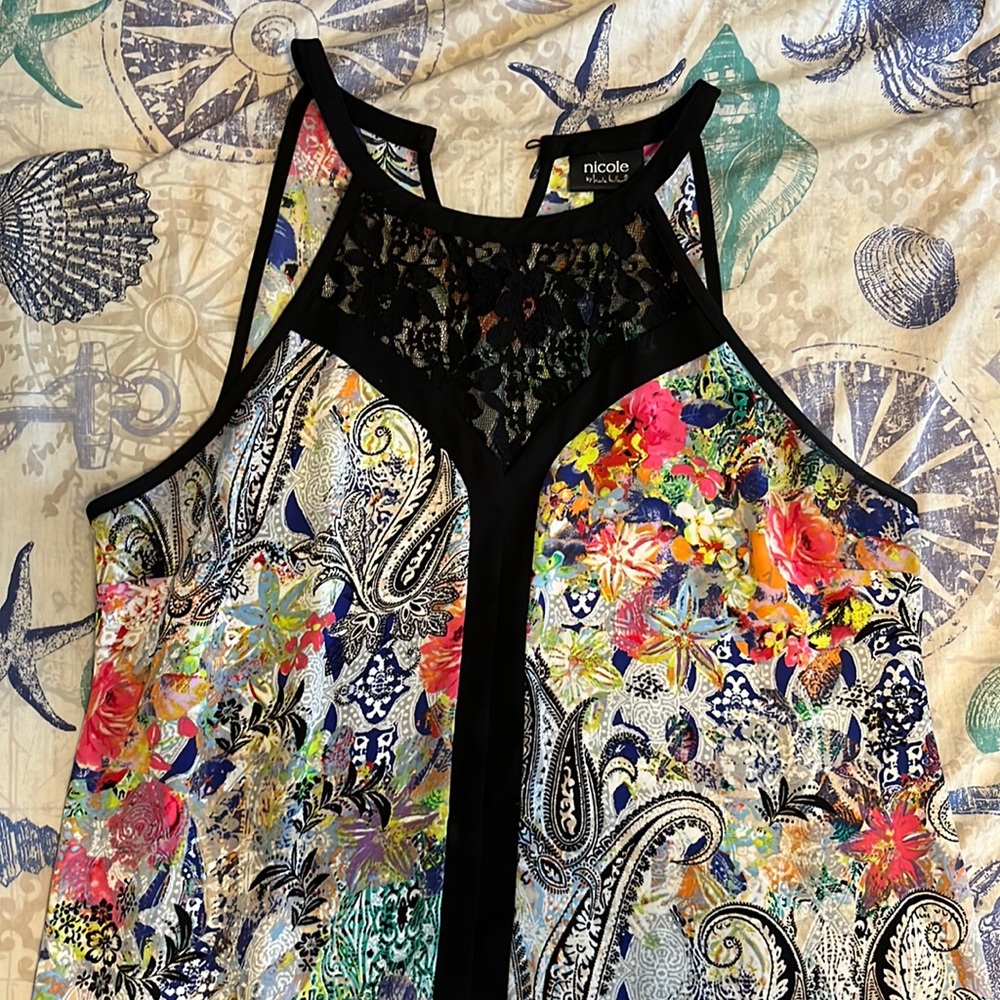 black & colorful blouse